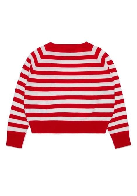 Pullover In Lana A Righe Bianco e Rosso Con Cuore MAX&CO. KIDS | MX0003-MX005MXC11